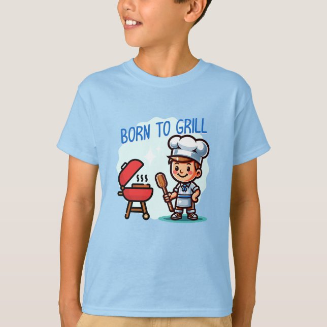 Camiseta Boy cooking Born to grill (Frente)