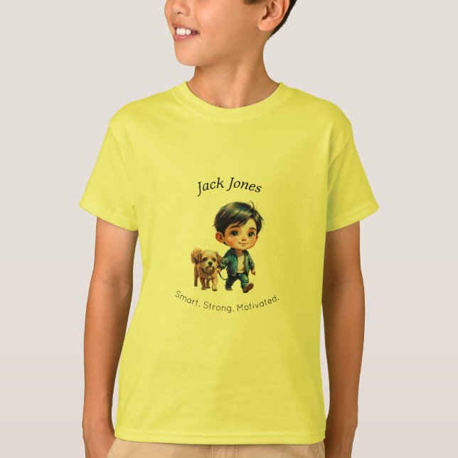 Camiseta Boy & Dog Back to School Custom Design (Frente)