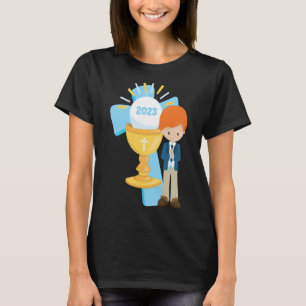 Camiseta Boy First Communion Keepsasaem 2023 Cross Blue Ros
