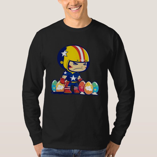 Camiseta Boy Helmet Easter Eggs Football Easter (Frente)