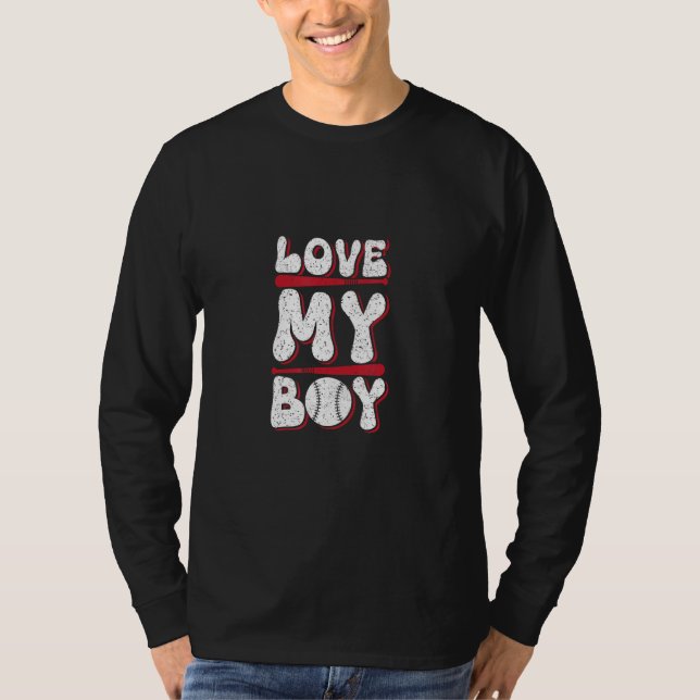 Camiseta Boy Mom Baseball Love My Boy Mother Son (Frente)