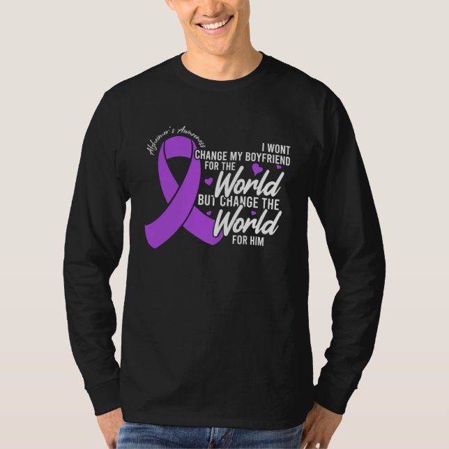 Camiseta Boyfriend Alzheimers Awareness Day Disease Month (Frente)