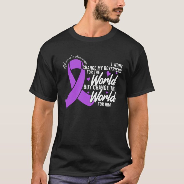 Camiseta Boyfriend Alzheimers Awareness Day Disease Month (Frente)