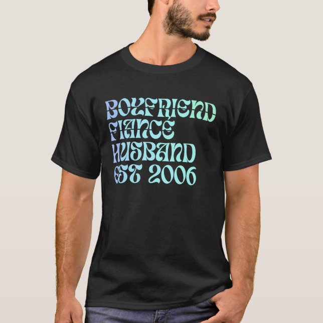 Camiseta Boyfriend Fiance Husband Est 2006 Wedding Annivers (Frente)