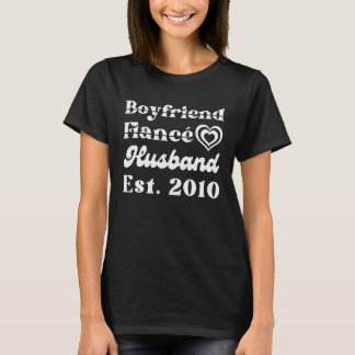 Camiseta Boyfriend Fiance Husband Est 2010 Wedding Annivers