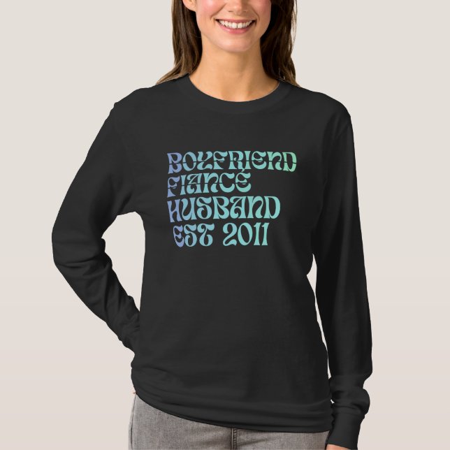 Camiseta Boyfriend Fiance Husband Est 2011 Wedding Annivers (Frente)