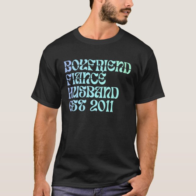 Camiseta Boyfriend Fiance Husband Est 2011 Wedding Annivers (Frente)