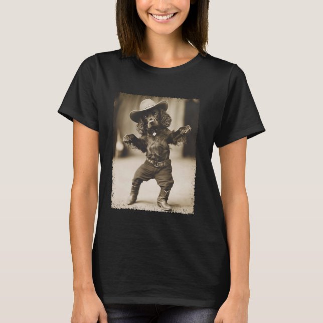 Camiseta Boykin Spaniel Cachorro Engraçado Caubói Bobo (Frente)