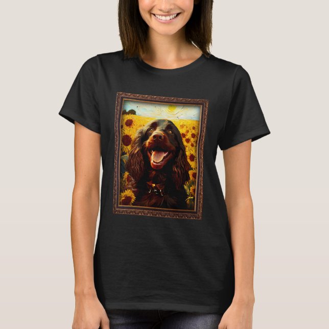 Camiseta Boykin Spaniel Painting Sunflower Flower Mom Women (Frente)