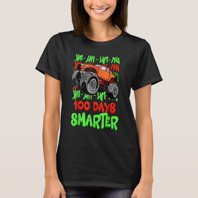 Camiseta Boys 100th Day of School Shirt Monster Truck 100 S (Frente)