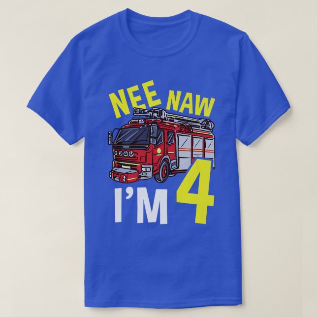 Camiseta Boys 4th Birthday fire truck  fire engine cute coo (Frente do Design)