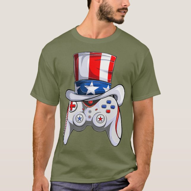 Camiseta boys 4th of July Video Game American Flag Uncle (Frente)