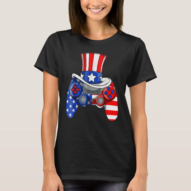 Camiseta Boys 4th Of July Video Game American Flag Uncle Sa (Frente)