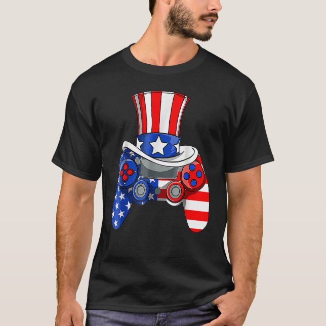 Camiseta Boys 4th Of July Video Game American Flag Uncle Sa (Frente)