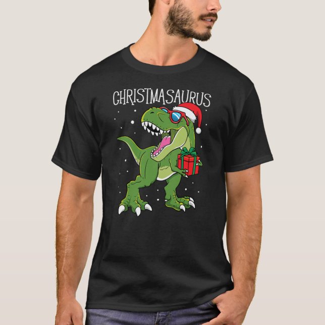 Camiseta Boys Christmasaurus Christmas Dinosaur Dino Family (Frente)