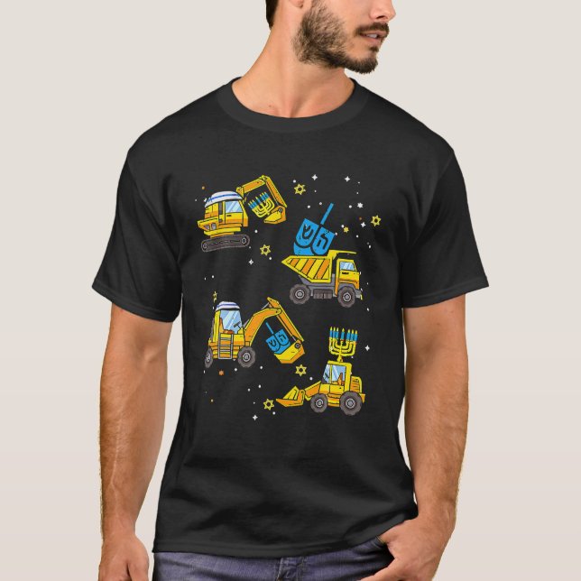 Camiseta Boys Construction Vehicle Hanukkah Jewish Boys (Frente)
