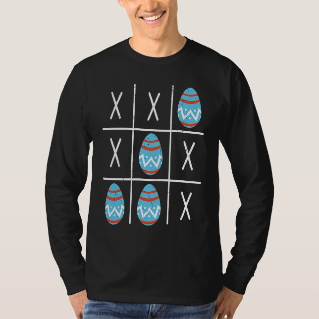Camiseta Boys Easter Eggs Tic Tac Toe XO XO  2023 Easter (Frente)