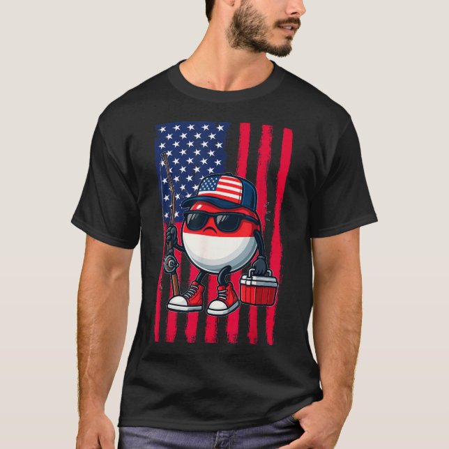 Camiseta Boys Fishing Rod American Flag Patriotic Fishing F (Frente)