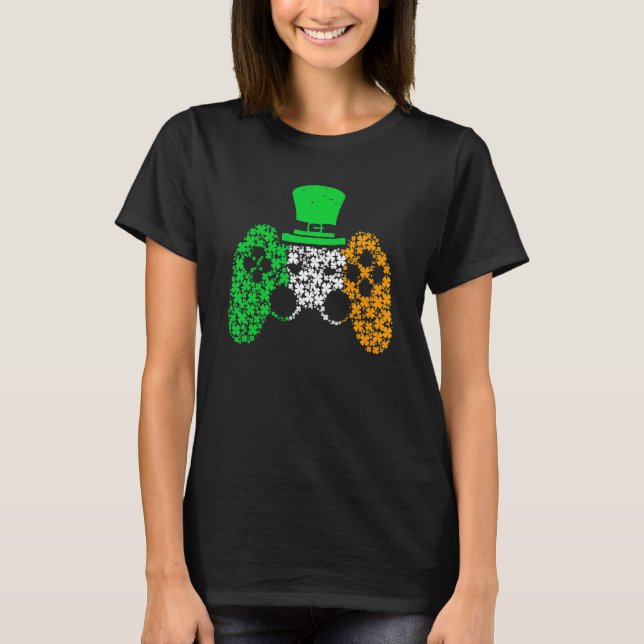 Camiseta Boys Gamer  Game Lucky Shamrock St Patricks Day Ir (Frente)