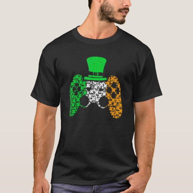 Camiseta Boys Gamer  Game Lucky Shamrock St Patricks Day Ir (Frente)