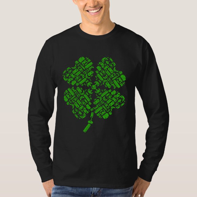 Camiseta Boys Gamer St Patricks Day Shamrock Gaming Men Kid (Frente)