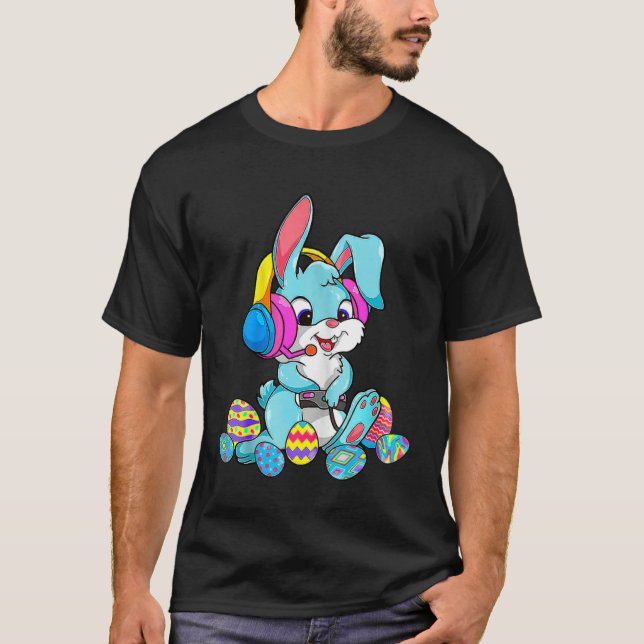 Camiseta Boys Girls Kids Gamer Happy Easter Day Bunny Egg (Frente)