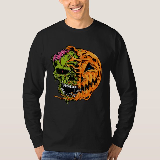 Camiseta Boys Halloween Pumpkin Skull Zombie (Frente)