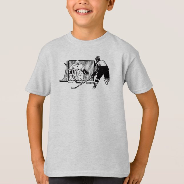 Camiseta Boys Hockey Shot on Net Ink Sketch (Frente)