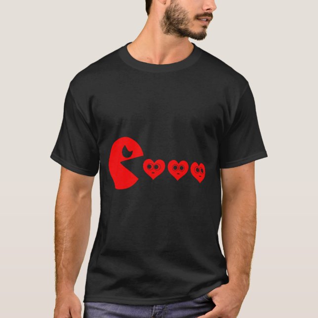 Camiseta Boys Kids Valentines Day Hearts Eating Funny Gamer (Frente)