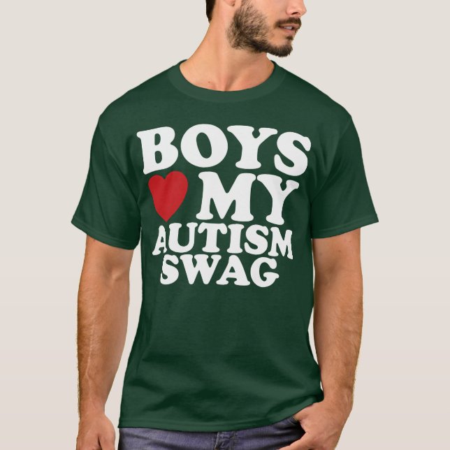 Camiseta Boys Love My Autism Swag Awareness Heart friends (Frente)