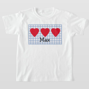 Camiseta Boys Namorados Heart com Xadrez Azul