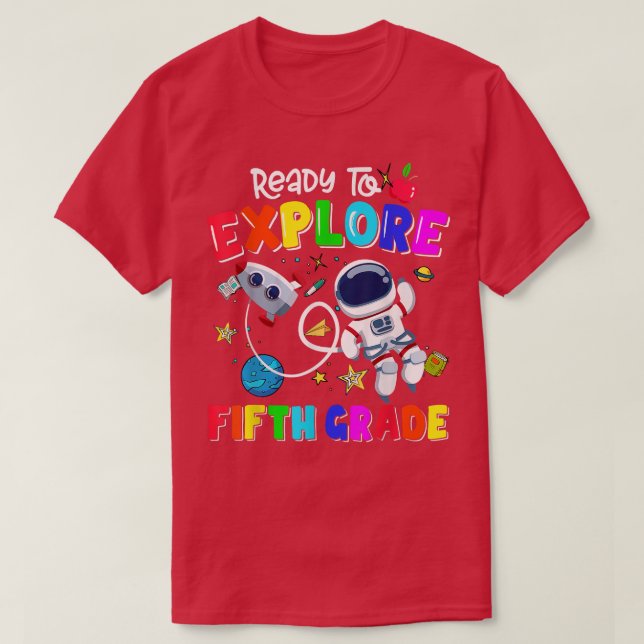 Camiseta Boys Ready to explore Fifth Grade Back to School A (Frente do Design)
