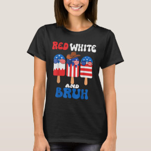 Camiseta Boys Red White E Bruh Popsicle Men 4 de julho de A