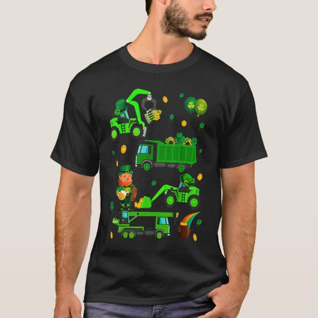 Camiseta Boys St Patricks Day Crane Truck Construction Todd (Frente)