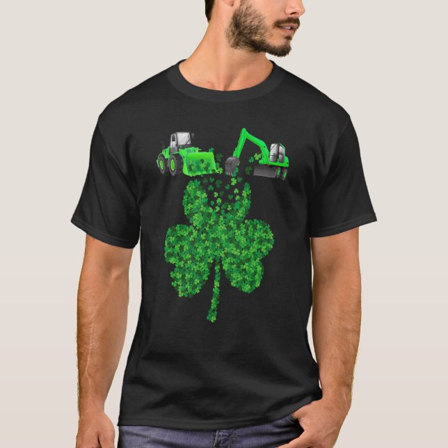 Camiseta Boys St Patricks Day Crane Truck Construction Todd (Frente)