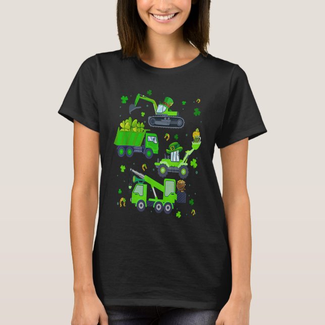 Camiseta Boys St Patricks Day Crane Truck Construction Todd (Frente)