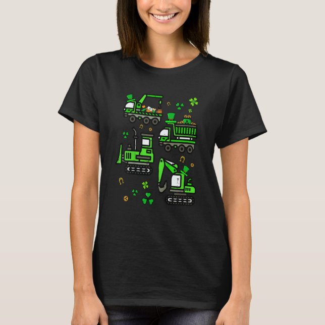 Camiseta Boys St Patricks Day Crane Truck Construction Todd (Frente)