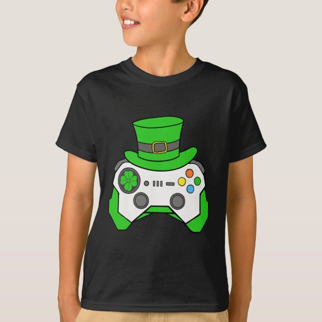 Camiseta Boys St Patricks Day Video Game Controller Mens Ir (Frente)