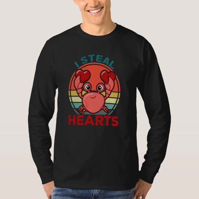 Camiseta Boys Valentines Day Kids Crab I Steal Hearts (Frente)