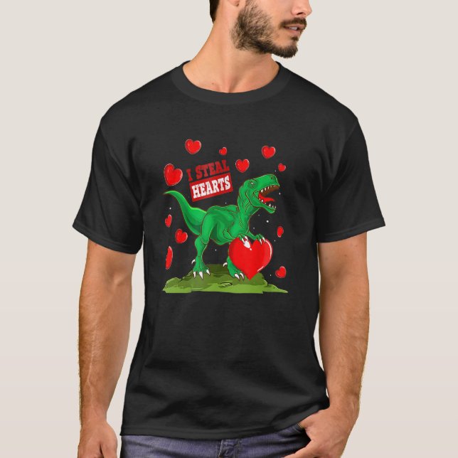 Camiseta Boys Valentines Day Kids Dinosaur T Rex Lover I St (Frente)