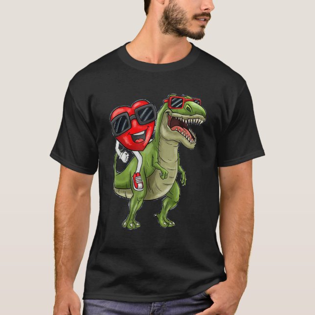 Camiseta Boys Valentines Day Shirt Kids T-Rex Dinosaur I St (Frente)