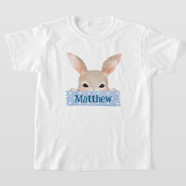 Camiseta Boys Watercolor Blue Easter Bunny (Postura )