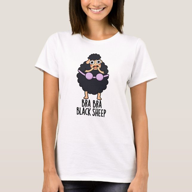 Camiseta Bra-bra Black Sheep Funny Animal Pun (Frente)
