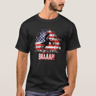 Camiseta Braaap Vintage Motocross EUA American Flag Tee T S