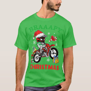 Camiseta Braaapy Christmas Motocross Dirt Bike Biker Men Bo