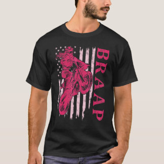 Camiseta Braap Moto Dirt Motocross Garotas Rosa Ame EUA