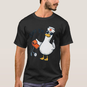 Camiseta Braçadeira Engraçada Enfermeira Pato Medidor de Pr