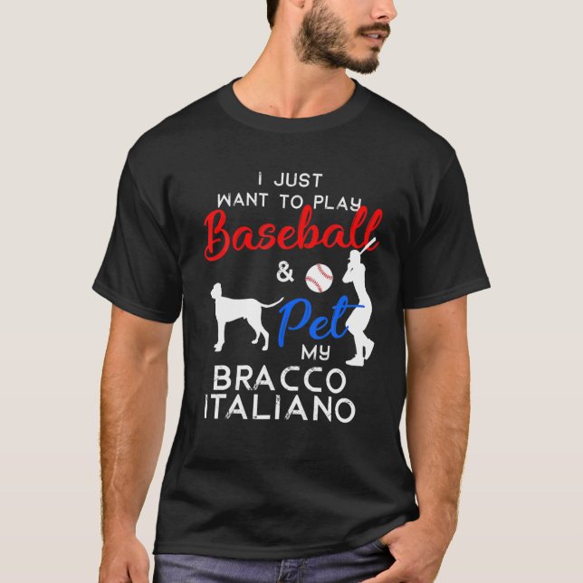 Camiseta Bracco Italiano Funny Baseball Proprietário de Cac (Frente)
