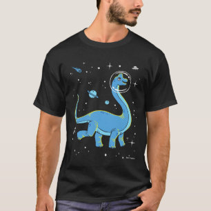 Camiseta Brachiosaurus azul Dinos no espaço