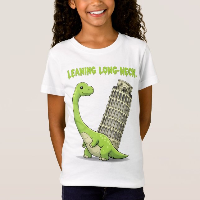 Camiseta Brachiosaurus Fofo de Pescoço Comprido Inclinado & (Frente)
